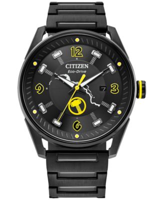Citizen - Men's Eco-Drive Marvel Thor Black Ion-Plated Stainless Steel Bracelet Watch 42mm
