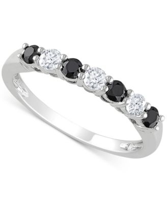 Macy's Brand - Black Diamond (1/4 ct. t.w.) & White Diamond (1/5 ct. t.w.) Anniversary Band in 10k White Gold