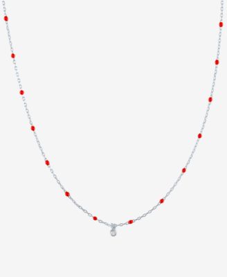 Macy's Brand - Diamond Accent Bezel Dangle Enamel Bead 18" Pendant Necklace