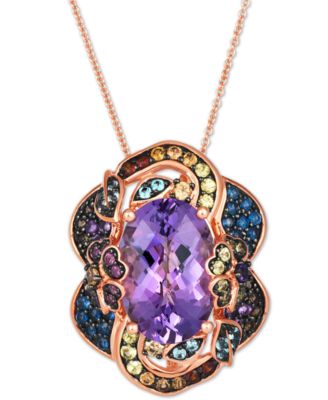 Le Vian - Multi-Gemstone Flower Inspired 20" Adjustable Pendant Necklace (7-7/8 ct. t.w.) in 14k Rose Gold