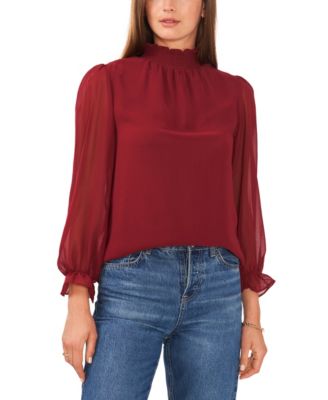 1.STATE - Smocked Mock-Neck Top