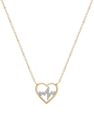 Wrapped - Diamond Heartbeat Pendant Necklace (1/10 ct. t.w.) in 10k Gold, 17" + 1" extender