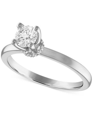 Alethea™ - Certified Diamond Solitaire Engagement Ring (1/2 ct. t.w.) in 14k White Gold featuring diamonds with the De Beers Code of Origin