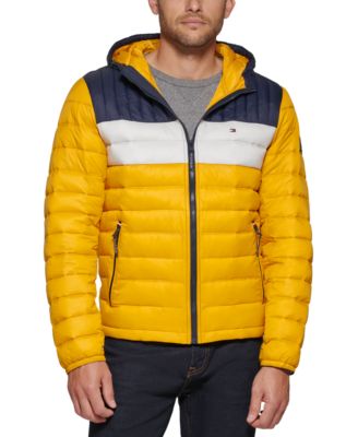 Tommy Hilfiger - Men's Quilted Color Blocked Hooded Jacket