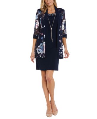 R & M Richards - Women's Necklace Printed-Jacket Dress