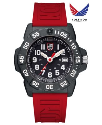 Luminox - Men's Swiss Volition Special Edition Navy Seal Military Dive Red Rubber Strap Watch 45mm