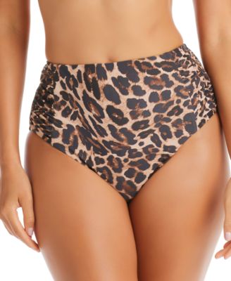Bar III - Women's Cheetah-Print High Waist Full Coverage Swim Bottoms