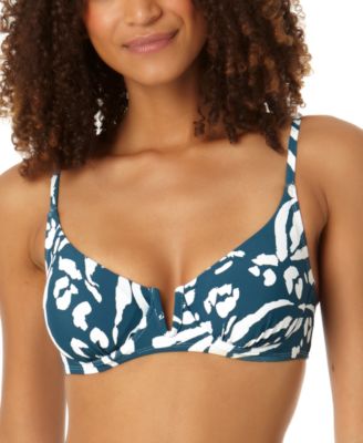 Anne Cole - Women's Printed V-Wire Elongated-Underwire Bikini Top