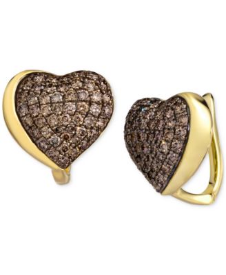 Le Vian - GODIVA x &reg; Chocolate Diamond Pav&eacute; Heart Statement Earrings (1-3/8 ct. t.w.) in 14k Gold
