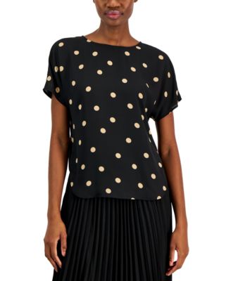 Anne Klein - Polka-Dot Boat-Neck Blouse
