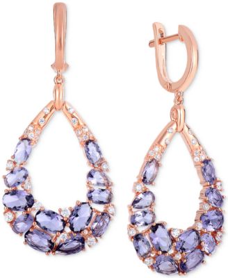 Macy's Brand - Purple & White Cubic Zirconia Teardrop Drop Earrings in 14k Rose Gold-Plated Sterling Silver