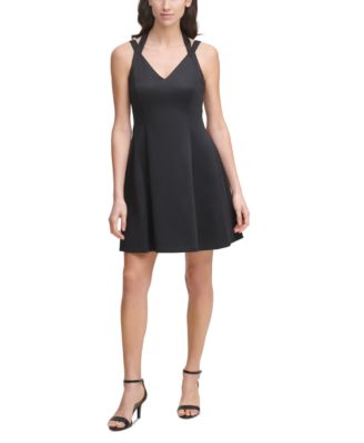 GUESS - Women's Sleeveless Embossed Scuba Fit & Flare Dress