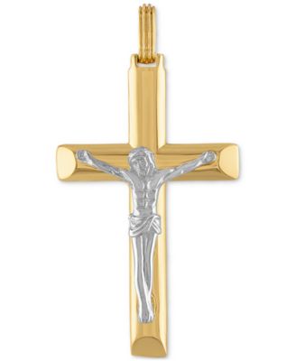 Esquire Men's Jewelry - Two-Tone Crucifix Pendant in Sterling Silver & 14k Gold-Plate
