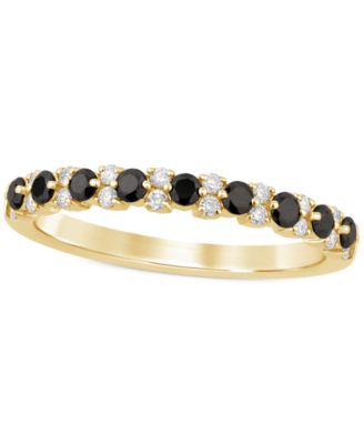 Macy's Brand - Black Diamond (1/4 ct. t.w.) & White Diamond (1/8 ct. t.w.) Stack Band in 14k Gold