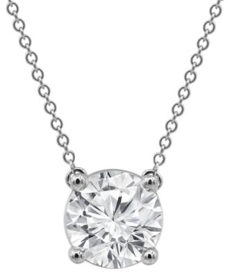 Badgley Mischka - Certified Lab Grown Diamond Solitaire 18" Pendant Necklace (3 ct. t.w.) in 14k White Gold