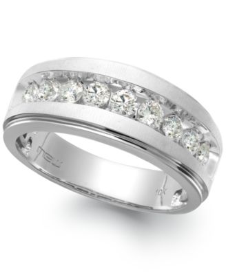 Macy's Brand - Men's Nine-Stone Diamond Ring in 10k White Gold (1/4 ct. t.w.)