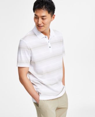 Alfani - Men's Regular-Fit Knit Interlock Striped Polo Shirt