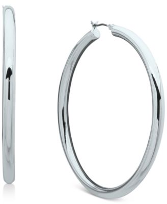 DKNY - Silver-Tone Large Hoop Earrings, 2.4"
