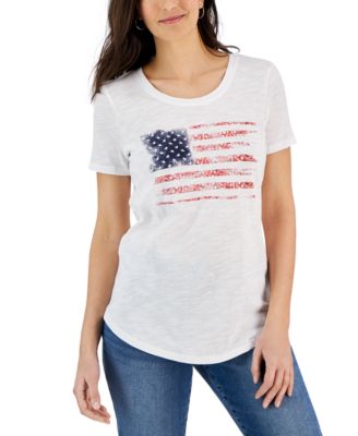 Style & Co - Women's Flag-Graphic Scoop-Neck T-Shirt