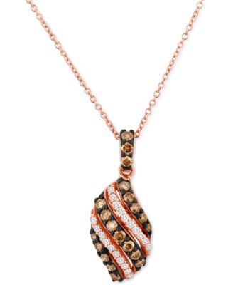 Le Vian - Chocolate Diamond (3/8 ct. t.w.) & Vanilla Diamond (1/10 ct. t.w.) Swirl 18" Pendant Necklace in 14k Rose Gold
