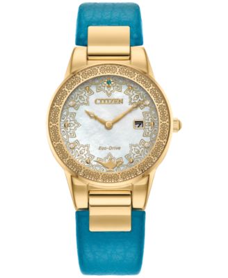 Citizen - Women's Disney Aladdin's 30th Anniversary Teal Leather Strap Watch 30mm Gift Set