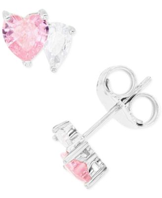 Macy's Brand - Pink and White Cubic Zirconia Stud Earrings in Sterling Silver or 14k Gold over Sterling Silver