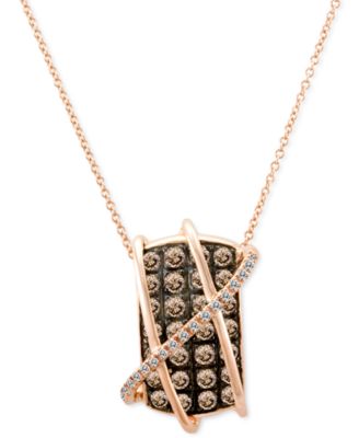Le Vian - Chocolate Diamond (1-1/4 ct. t.w.) & Vanilla Diamond (1/10 ct. t.w.) Crossover 18" Pendant Necklace in 14k Rose Gold