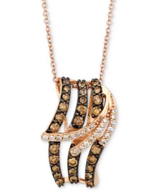 Le Vian - Chocolate Diamond (5/8 ct. t.w.) & Vanilla Diamond (1/8 ct. t.w.) Abstract Swirl 18" Pendant Necklace in 14k Rose Gold