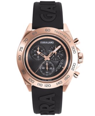 Salvatore Ferragamo - Men's Swiss Chronograph Urban Black Silicone Strap Watch 43mm