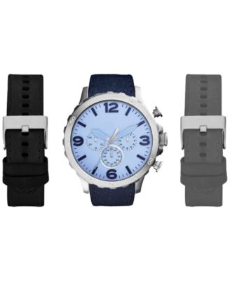 American Exchange - Men's Chronograph Interchangeable Strap Watch 50mm Gift Set