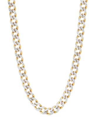 Macy's Brand - Two-Tone Curb Link 22" Chain Necklace in Sterling Silver & 14k Gold-Plate
