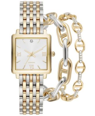 Jessica Carlyle - Women's Two-Tone Bracelet Watch 28mm Gift Set
