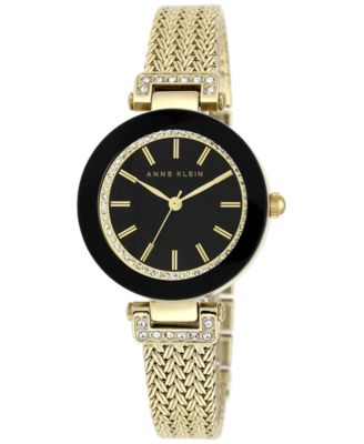 Anne Klein - Women's Gold-Tone Stainless Steel Mesh Bracelet Watch 30mm AK/1906BKGB