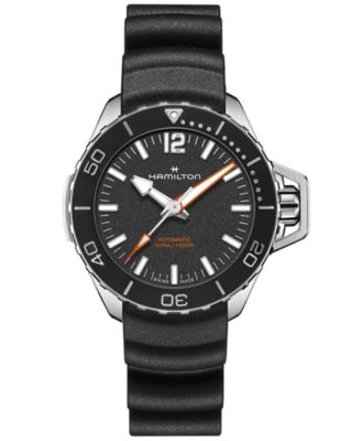 Hamilton - Men's Swiss Automatic Khaki Navy Frogman Black Rubber Strap Watch 41mm