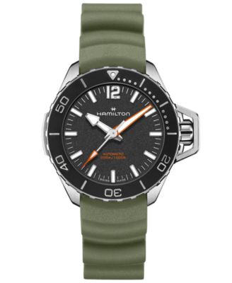 Hamilton - Men's Swiss Automatic Khaki Navy Frogman Green Rubber Strap Watch 41mm