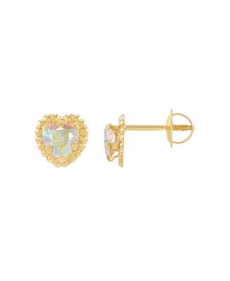 Macy's Brand - Children's Cubic Zirconia Heart Stud Earrings in 14k Gold
