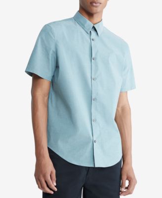 Calvin Klein - Men's Stretch Slim Fit End-On-End Short-Sleeve Shirt