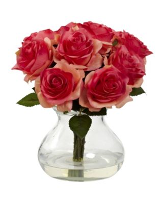 Nearly Natural - Rose Arrangement w/Vase
