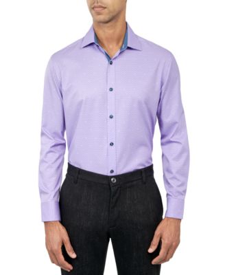 Society of Threads - Men's Regular-Fit Dot-Print Performance Dress Shirt