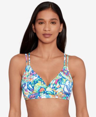 Lauren Ralph Lauren - Women's Printed Double-Strap Twist-Front Underwire Bikini Bra Top