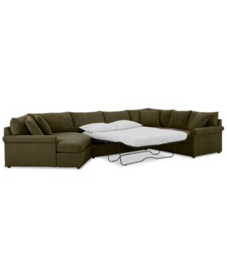 Furniture - 3-Pc. Fabric Sectional Full Sleeper Cuddler Chaise Sofa