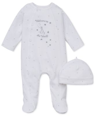 Little Me - Baby 2-Piece Welcome to the World Footed Coverall & Hat Set