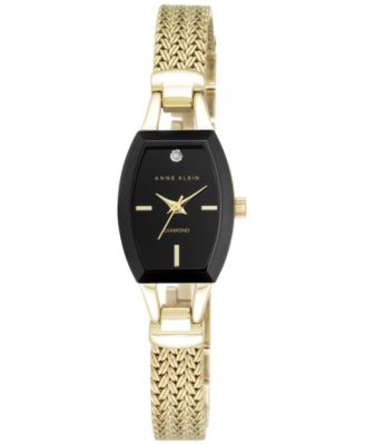 Anne Klein - Women's Black Gold-Tone Mesh Bracelet Watch 19mm AK/2184BKGB