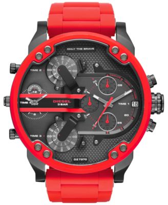 Diesel - Men's Chronograph Mr. Daddy 2.0 Red Silicone Strap Watch 55x66mm DZ7370