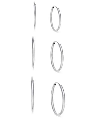 Macy's Brand - 3-Pc. Set Endless Hoop Earrings in 10k White Gold