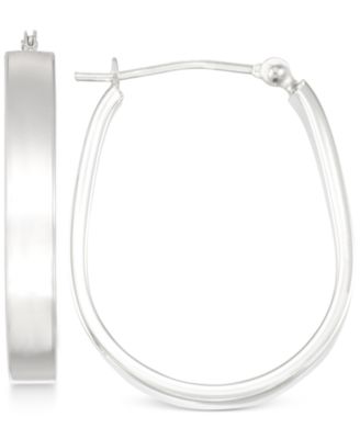 Macy's Brand - Polished Pear-Shape Hoop Earrings in 10k White Gold