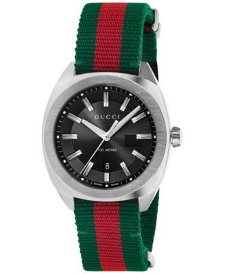 Gucci - Men's Swiss Cushion Green-Red-Green Web Nylon Strap Watch 41mm YA142305