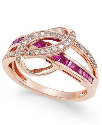 Macy's Brand - Sapphire (1 ct. t.w.) and Diamond (1/5 ct. t.w.) Swirl Ring in 14k White Gold (Also Available in Emerald and Ruby)