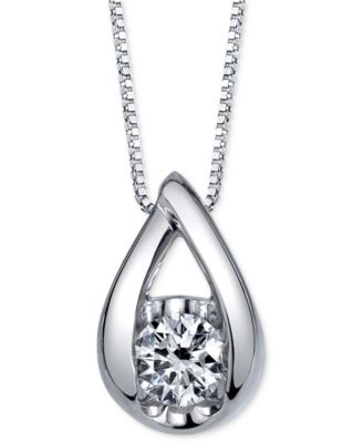 Sirena - Diamond Teardrop Pendant Necklace (1/5 ct. t.w.) in 14k White Gold