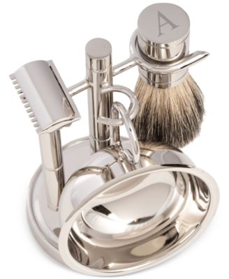 Bey-Berk - Men's Chrome Monogrammed Safety Razor & Brush Set